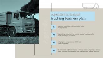 Agenda For Freight Trucking Business Plan Ppt Icon Example Introduction BP SS