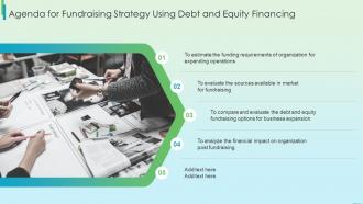 Agenda For Fundraising Strategy Using Debt And Equity Financing