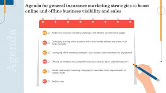 Agenda For General Insurance Marketing Online And Offline Business Visibility And Sales Strategy SS