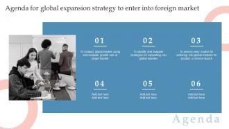 Agenda For Global Expansion Strategy To Enter Into Foreign Market