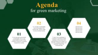 Agenda For Green Marketing Ppt Powerpoint Presentation Slides Graphics