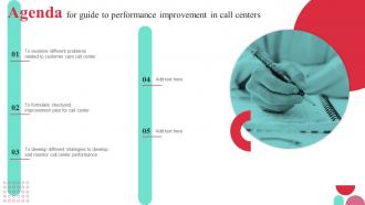 Agenda For Guide To Performance Improvement In Call Centers
