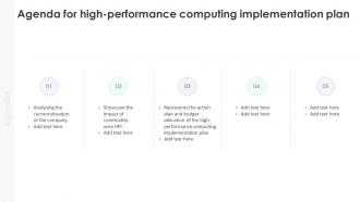 Agenda For High Performance Computing Implementation Plan