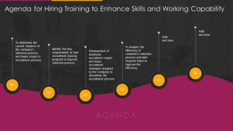 Agenda For Hiring Training To Enhance Skills And Working Capability