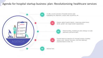 Agenda For Hospital Startup Business Plan Revolutionizing Healthcare Services