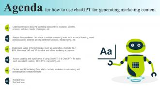Agenda For How To Use Chatgpt For Generating Marketing Content AI SS V