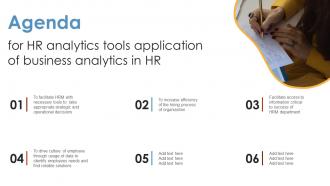 Agenda For HR Analytics Tools Application Of Business Analytics In HR