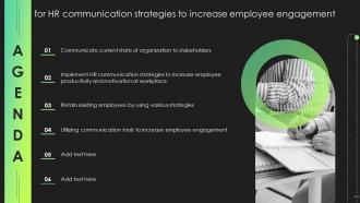 Agenda For Hr Communication Strategies To Increase Employee Engagement