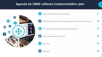 Agenda For HRMS Software Implementation Plan Ppt Icon Smartart