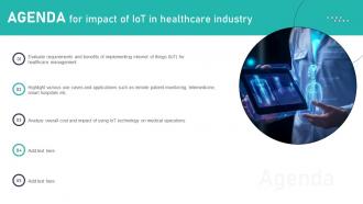 Agenda For Impact Of IoT In Healthcare Industry IoT CD V