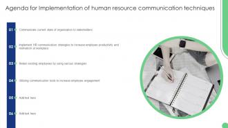 Agenda For Implementation Of Human Resource Communication Techniques