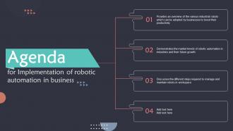 Agenda For Implementation Of Robotic Automation In Business