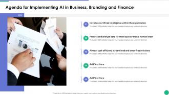Agenda For Implementing AI In Business Branding And Finance Implementing AI In Business