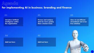Agenda For Implementing AI In Business Branding And Finance Ppt Ideas Background Designs
