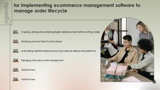 Agenda For Implementing Ecommerce Management Software To Manage Order Lifecycle