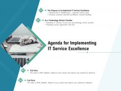 Agenda for implementing it service excellence technology service provider solutions ppt background