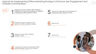 Agenda For Implementing Offline Marketing Strategy To Enhance User Engagement Increase Customer Base