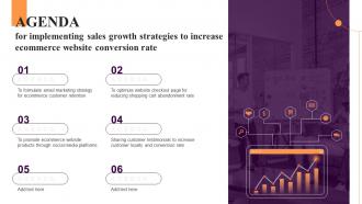 Agenda For Implementing Sales Growth Strategies To Increase Ecommerce Website Conversion Rate