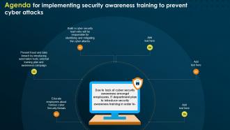 Agenda For Implementing Security Awareness Training To Prevent Cyber Attacks