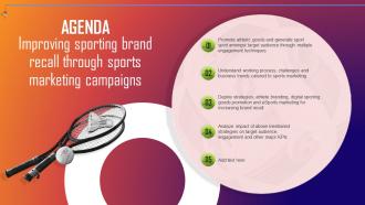 Agenda For Improving Sporting Brand Recall Through Sports Marketing Campaigns MKT SS V