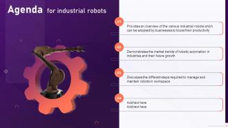 Agenda For Industrial Robots Ppt Powerpoint Presentation File Good
