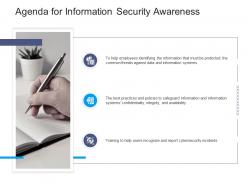 Agenda for information security awareness ppt powerpoint presentation styles file formats