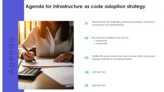Agenda For Infrastructure As Code Adoption Strategy Ppt Ideas Background Image