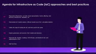 Agenda For Infrastructure As Code Iac Approaches And Best Practices