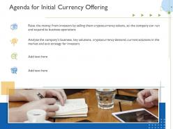 Agenda for initial currency offering raise funds initial currency offering ppt slides example