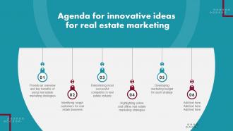Agenda For Innovative Ideas For Real Estate Marketing MKT SS V
