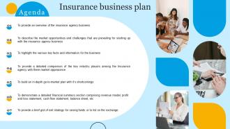 Agenda For Insurance Business Plan Ppt Ideas Graphics Download BP SS