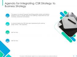 Agenda for integrating csr strategy to business strategy integrating csr ppt information