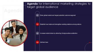Agenda For International Marketing Strategies To Target Global Audience MKT SS V