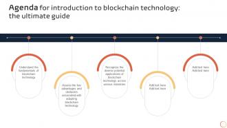 Agenda For Introduction To Blockchain Technology The Ultimate Guide BCT SS V