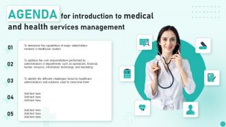 Agenda For Introduction To Medical And Health Services Management