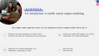 Agenda For Introduction To Mobile Search Engine Marketing