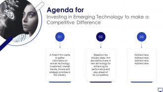 Agenda For Investing In Emerging Technology To Make A Competitive Difference
