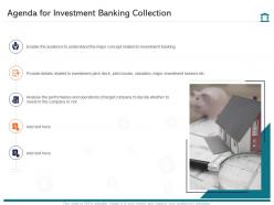 Agenda For Investment Banking Collection Investment Pitch Presentation Raise Funds Ppt Template