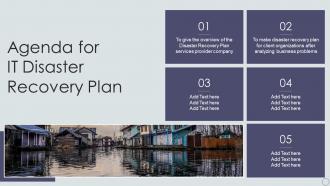 Agenda For IT Disaster Recovery Plan Ppt Powerpoint Presentation Professional Graphics