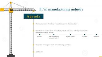 Agenda For IT In Manufacturing Industry V2 Ppt Infographic Template Professional