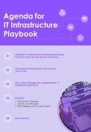 Agenda For It Infrastructure Playbook One Pager Sample Example Document