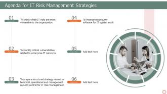 Agenda For IT Risk Management Strategies Ppt Slides Icons