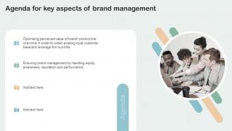 Agenda For Key Aspects Of Brand Management Ppt Slides Background Images