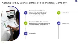 Agenda For Key Business Details Of A Technology Company