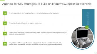 Agenda for key strategies to build an effective supplier relationship