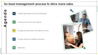Agenda For Lead Management Process To Drive More Sales Ppt Slides Background Images