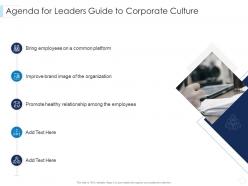 Agenda for leaders guide to corporate culture leaders guide to corporate culture ppt brochure