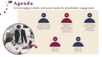 Agenda For Leveraging Website And Social Media For Shareholder Engagement