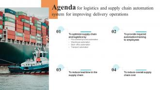 Agenda For Logistics And Supply Chain Automation System For Improving Delivery Operations