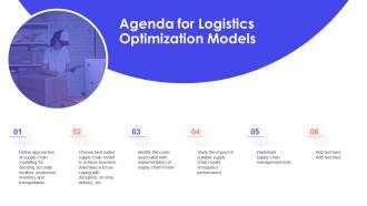 Agenda For Logistics Optimization Models Ppt Powerpoint Presentation Diagram Ppt